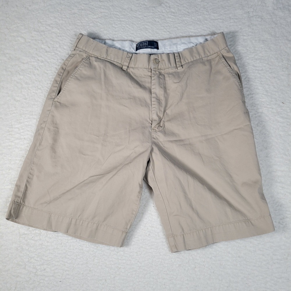 Polo Ralph Lauren Chino Shorts Mens 35 Khaki Tan Cotton Twill Classic Fit - Picture 2 of 11